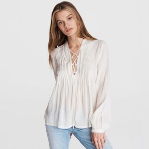 RAG & BONE NWOT Sachi pintucked lace-up gauze blouse